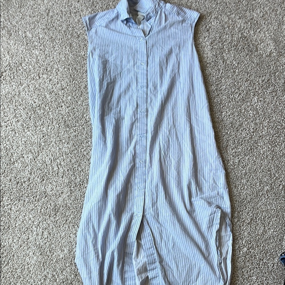 Sleeveless Blue Striped Dress